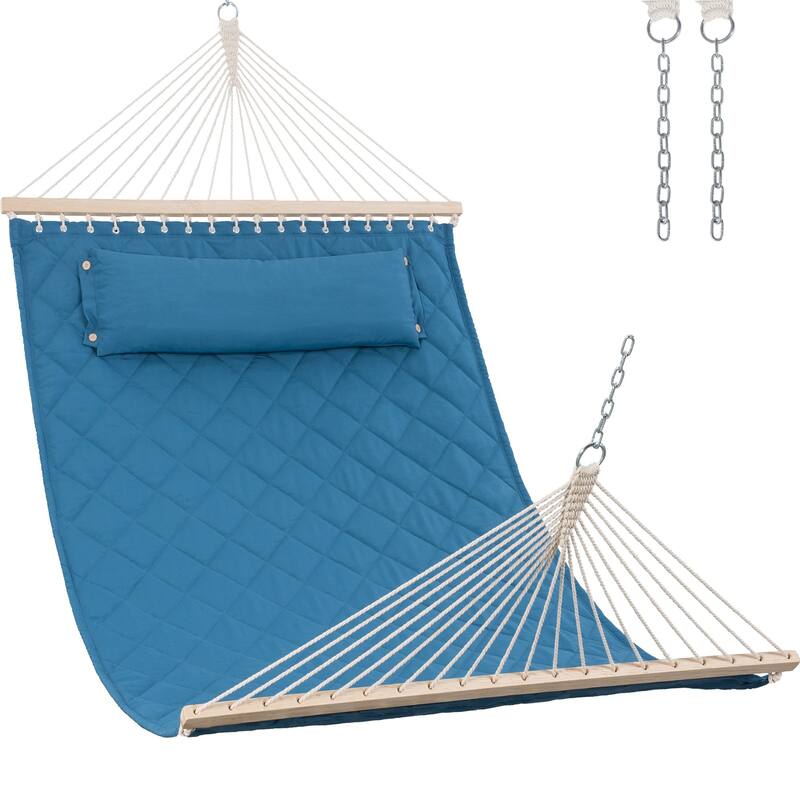 78'' Quilted 2 Person Hammock Beach Swing with Spreader Bars&Pillow - 55.1*122*1