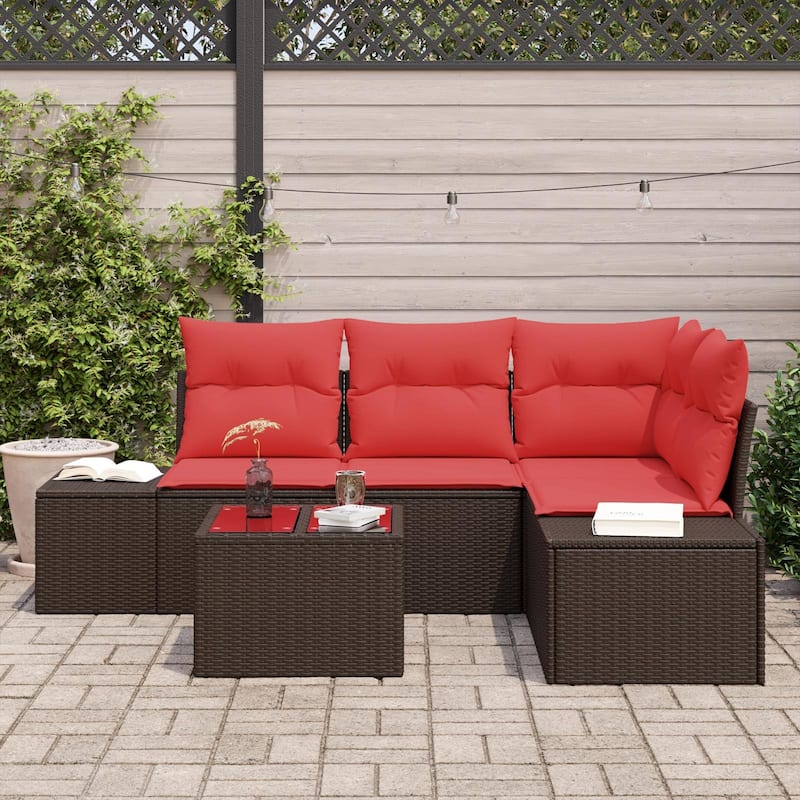 vidaXL 5 Piece Garden Sofa Set with Cushions - 82.3×60.6×27.2