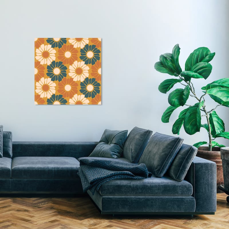 Wynwood Studio Canvas Abstract Counting Flowers Brown and Ochre Modern & Contemporary Wall Art Canvas Print