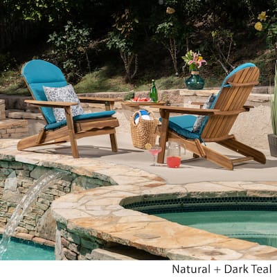 Malibu Outdoor Acacia Wood Folding Adirondack Chairs with Cushions (Set of 2) by Christopher Knight Home