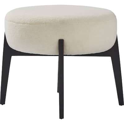 20" White and Black Powder Coated Round Stool