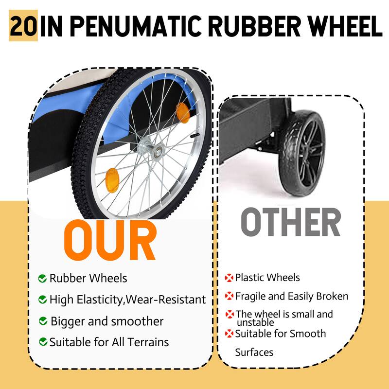 Large Folding Bike Trailer for Dogs, Heavy-Duty Steel Frame, Spacious Design, All-Terrain Cycling, Jogging & Camping Adventure