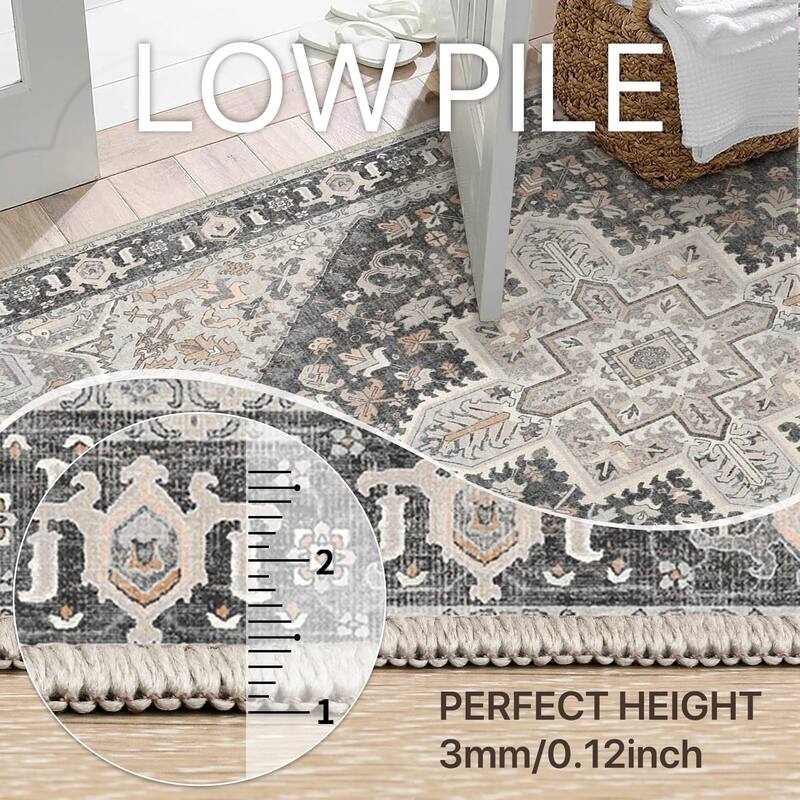 Mcow Vintage Boho Distressed Chenille Low-Pile Area Rug