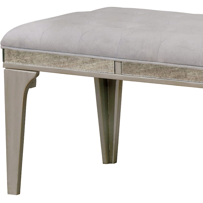 Weas Contemporary Sliver Fabric Tufted Dining Bench by Furniture of America