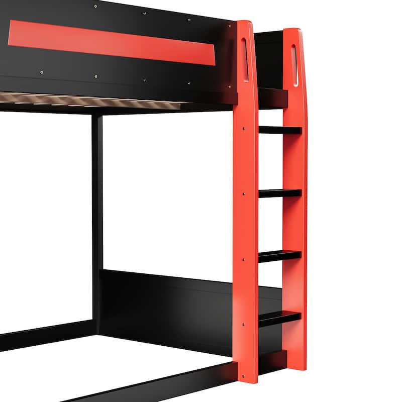 Full or Twin Gaming Bunk Bed Gaming Loft Bed with Built-In Gaming Station Cable Management for Gamer Gaming Hotel Gaming Suite
