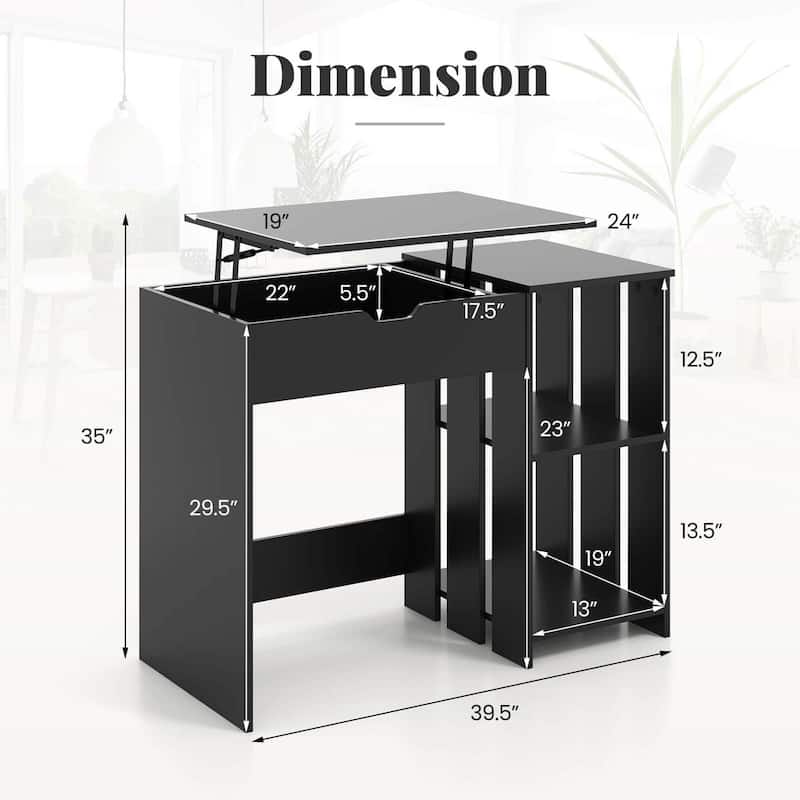 Costway Lift Top Computer Desk Standing Desk with Hidden Compartments - See Details