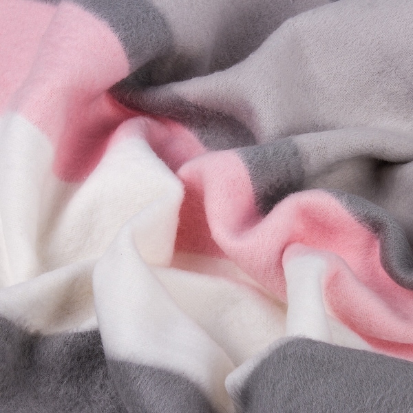 STP-Goods Gray-Pink Stripe Flannel Throw Blanket. Opens flyout.