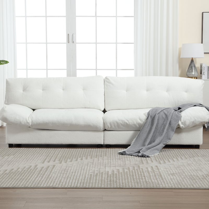 Cloud Style Sofa, Teddy Velvet Fabric, Comfy Padded Cloud Couch for Living Room, Apartment
