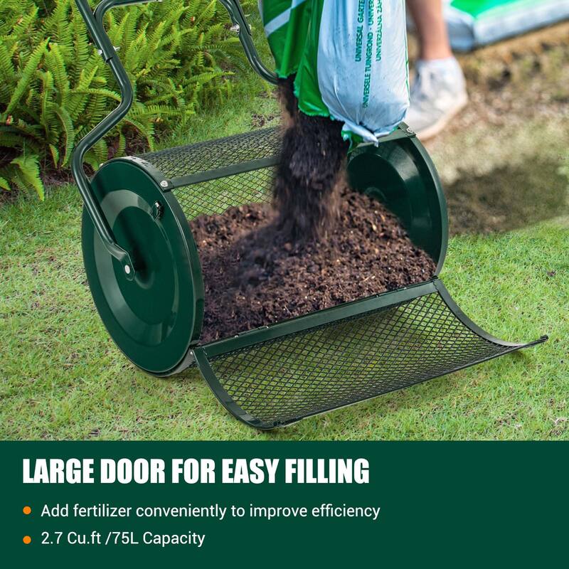 Costway 24" Peat Moss Spreader Compost Spreader with Upgrade Side - See Details
