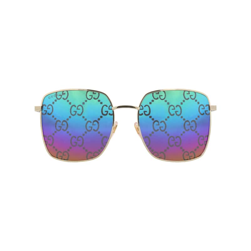 Gucci Square-Frame Metal Sunglasses - Gold Gold Multicolor