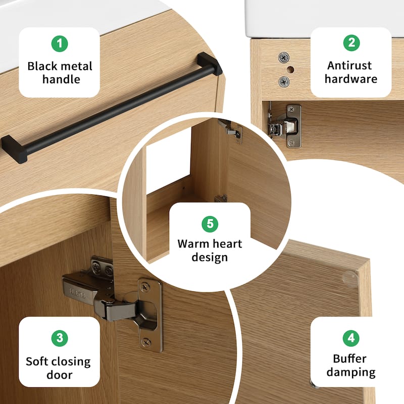 BNK 16/18 Inch Single Sink Bathroom Vanity with Soft Close Door
