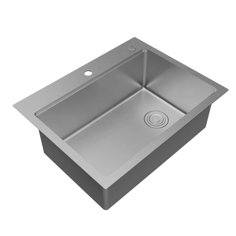 Karran Fusion Top Mount 28-in x 22-in Stainless Steel Single Bowl Workstation Kitchen Sink
