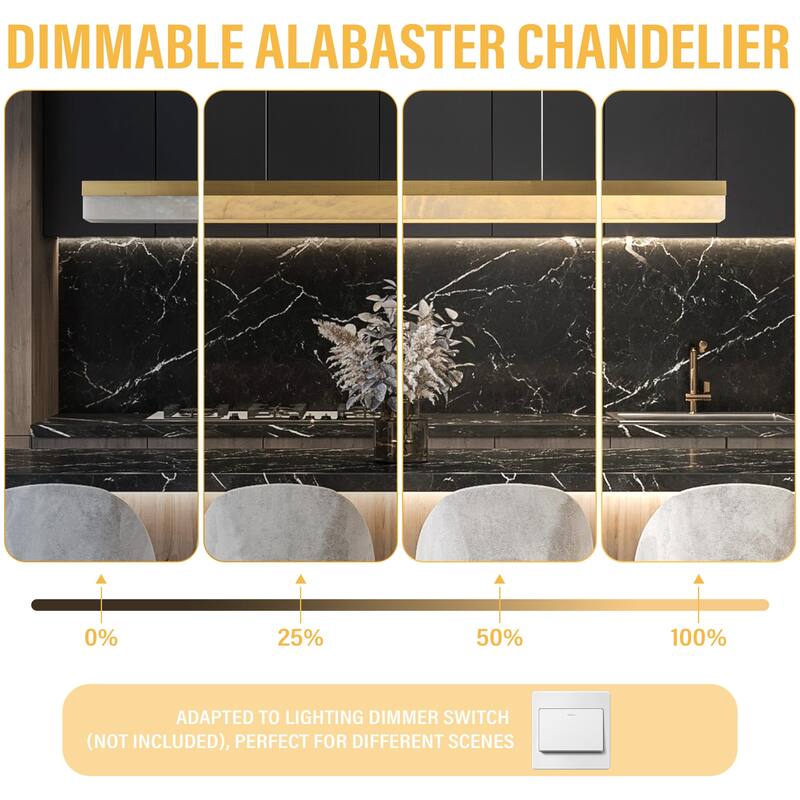 KAYLA Alabaster Pendant Light 1200 - 1800 Matte Black/Gold