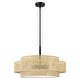 preview thumbnail 9 of 10, Bayou 5-Light Black Coastal Drum Chandelier with Double Rattan Shade - 24''W