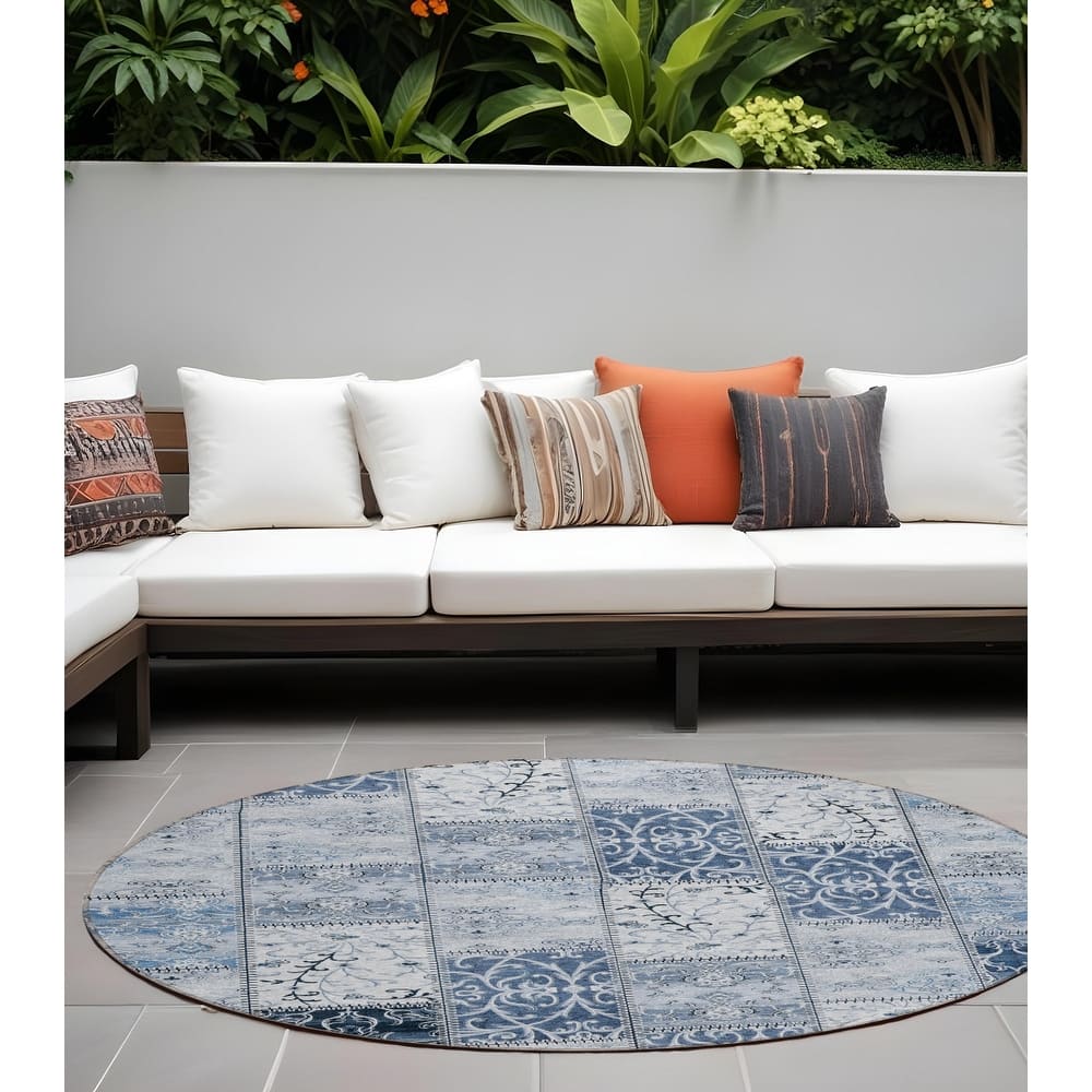 Mane Patchwork Weather Resistant Blended Style Outdoor Rug