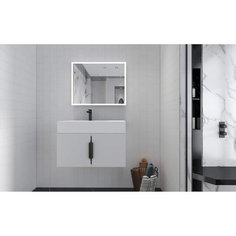 Amazon 30" Wall Mounted Bathroom Left Basin Vanity Set w/ White Top