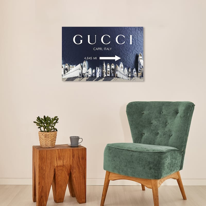 Wynwood Studio Fashion and Glam Capri Road Sign Black and Beige Nautical & Coastal Wall Art Canvas Print - 16 x 24