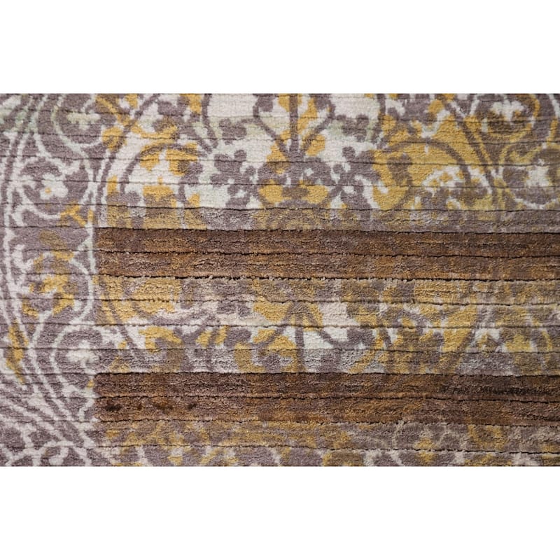 Striped Indo Abstract Oriental Accent Rug Handmade Wool Carpet - 2'8"x 4'10"