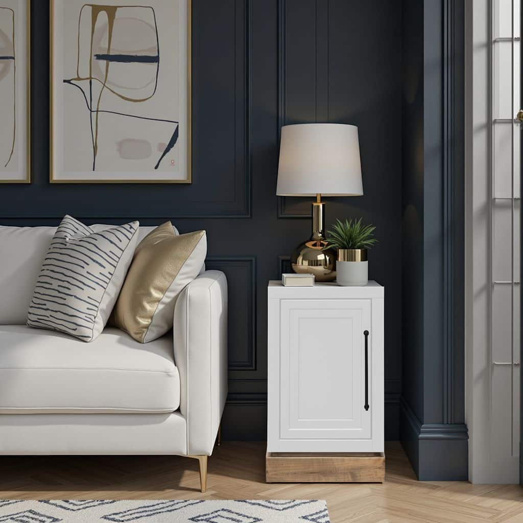 Bridgevine Home Nora 15 in. Farmhouse Chair Side Table with Storage, Fully Assembled