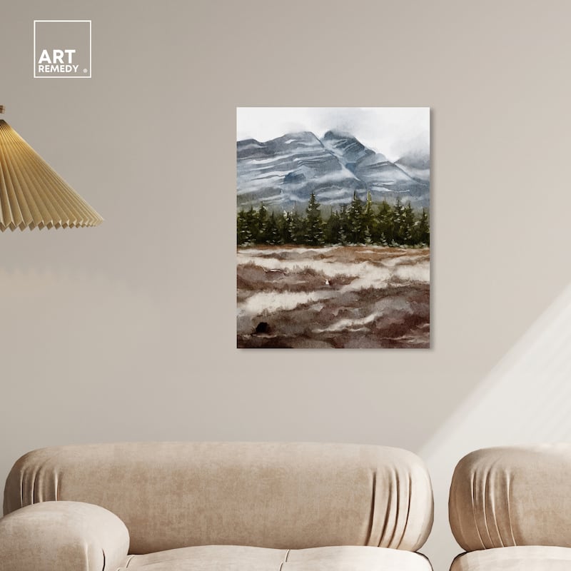 Art Remedy February Rocks Landscape Gallery Wrapped Landscape 1 Piece Canvas Wall Art Watercolor Style