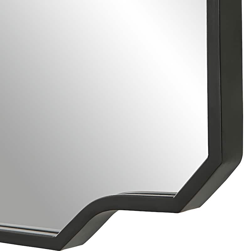 Iron Framed Curved Wall Mirror - 35.75" - Matte Black Finish