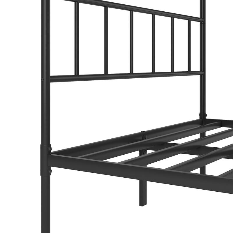 Metal Platform Bed Frame with Headboard, No Box Spring Needed, Black