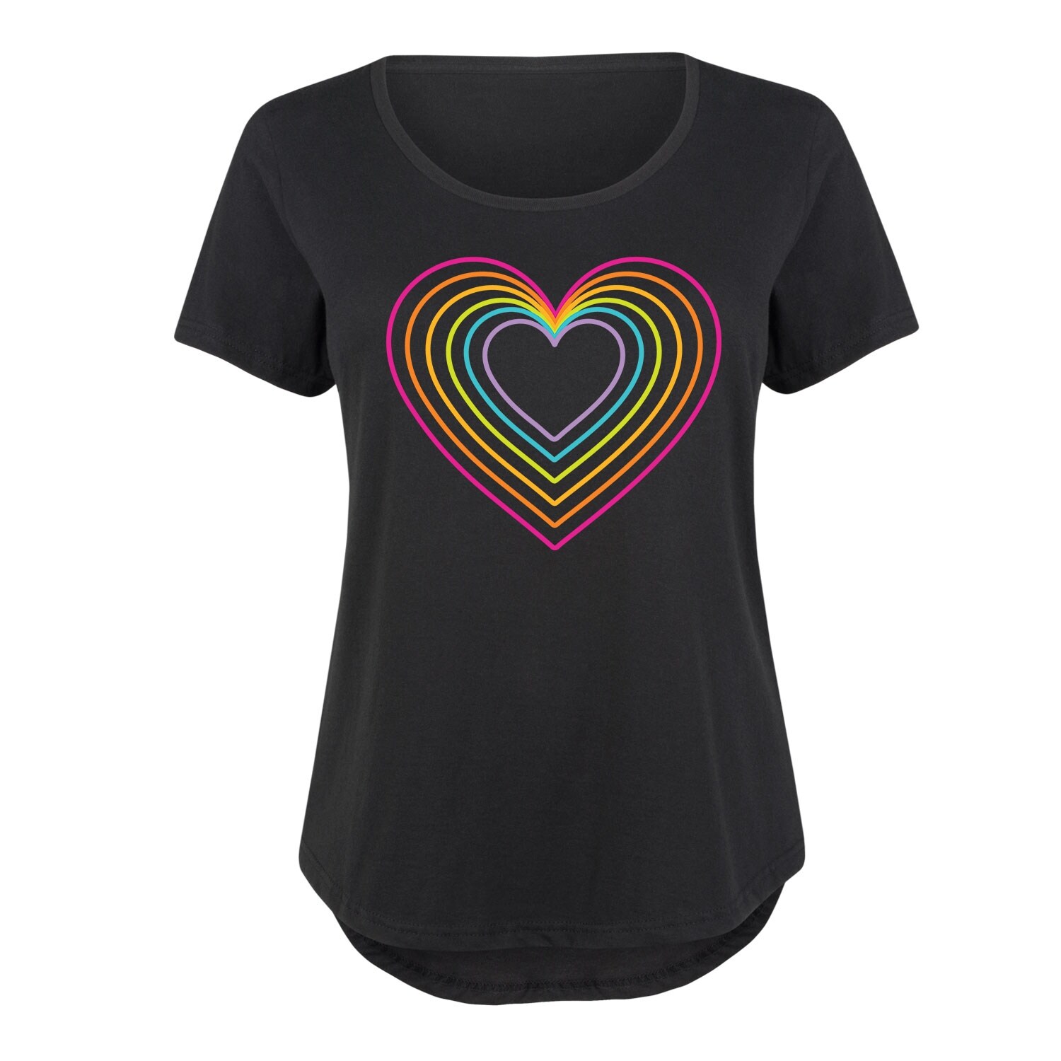 Shop Rainbow Neon Heart Ladies Plus Size Scoop Neck Tee On