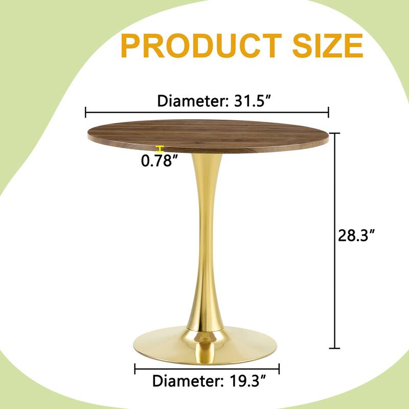 Round Thickened Table Top Coffee Table, Metal Pedestal Side Table Modern Bistro Table