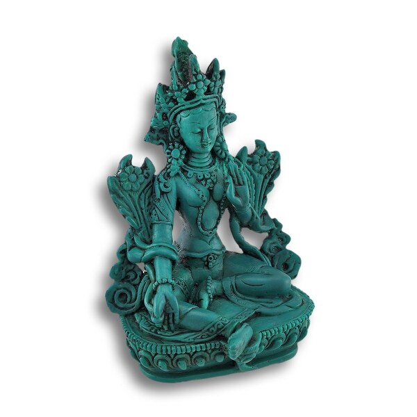 Buddhist Green Tara Statue - 5.75 X 4 X 3.5 inches