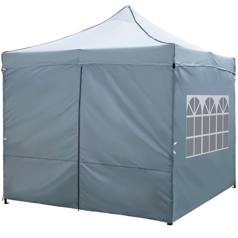 Costway 10 x 10 FT Pop up Canopy Tent with 4 Removable Sidewalls, - Grey