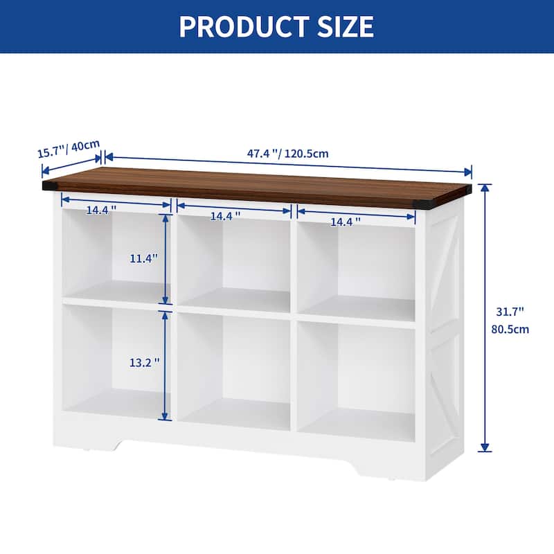 Moasis Farmhouse 6/8 Cube Bookcase Organizer Cubby Bookshelf Storage Cabinet