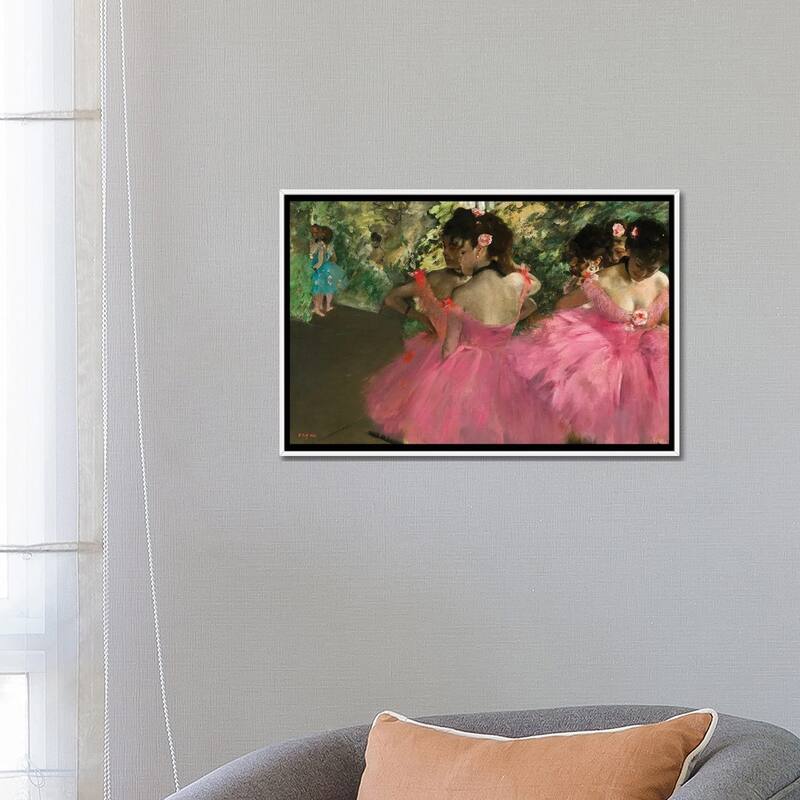 iCanvas "Ballerina In Red" by Edgar Degas Framed Canvas Print