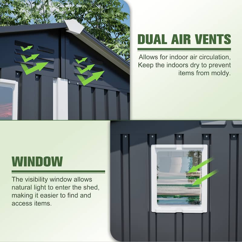 6x4 FT Metal Outdoor Storage Shed, Steel Utility Tool Shed Storage House
