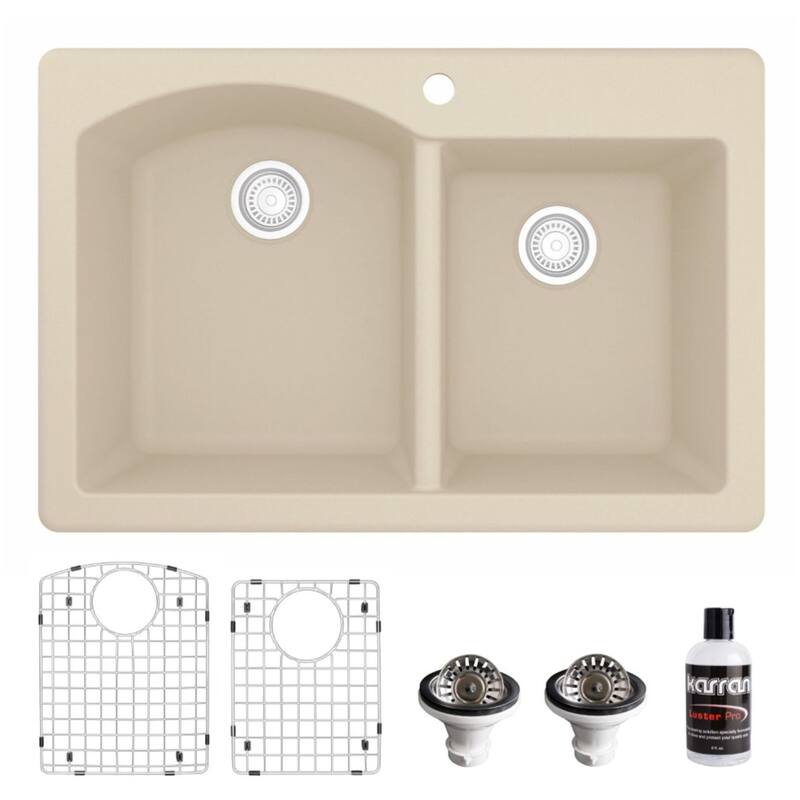 Karran USA QT-610-PK1 Quartz QT 33" Drop In Double Basin Quartz - Bisque