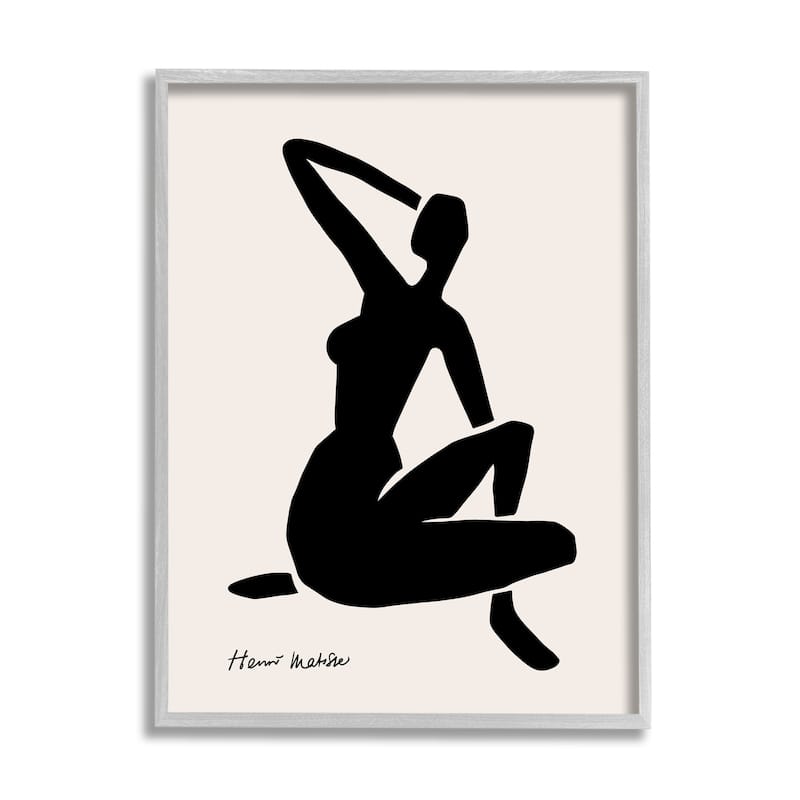 Stupell Historic Matisse Woman Sitting Minimal Silhouette Framed Wall Art - Black