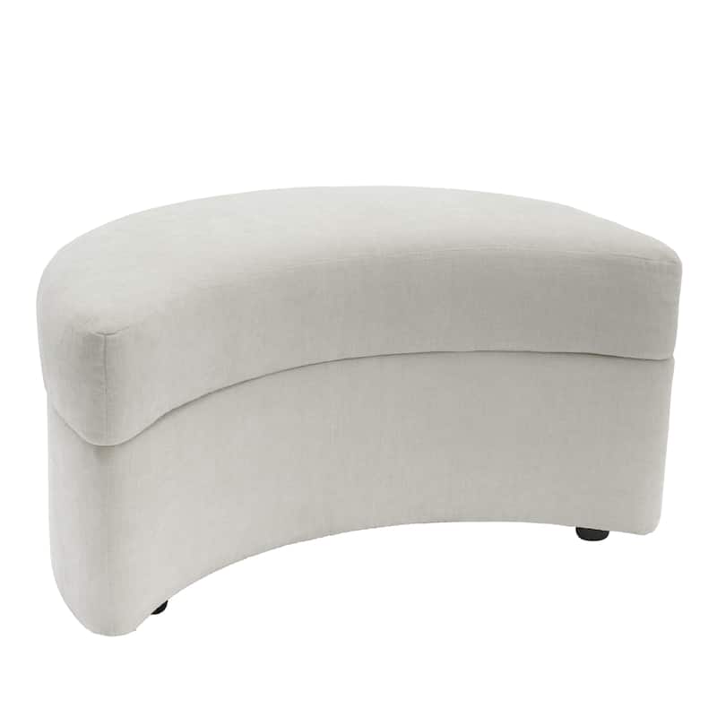 Upholstered Half Moon Storage Ottoman with Tray Set of 2