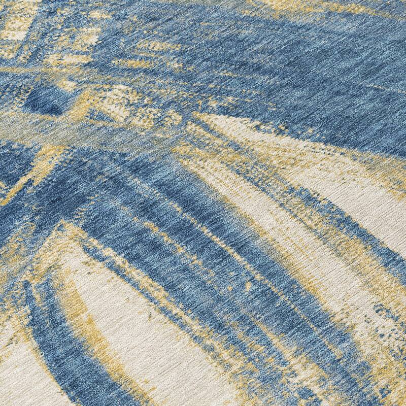 Machine Washable Indoor/ Outdoor Abstract Brushstroke Chantille Rug