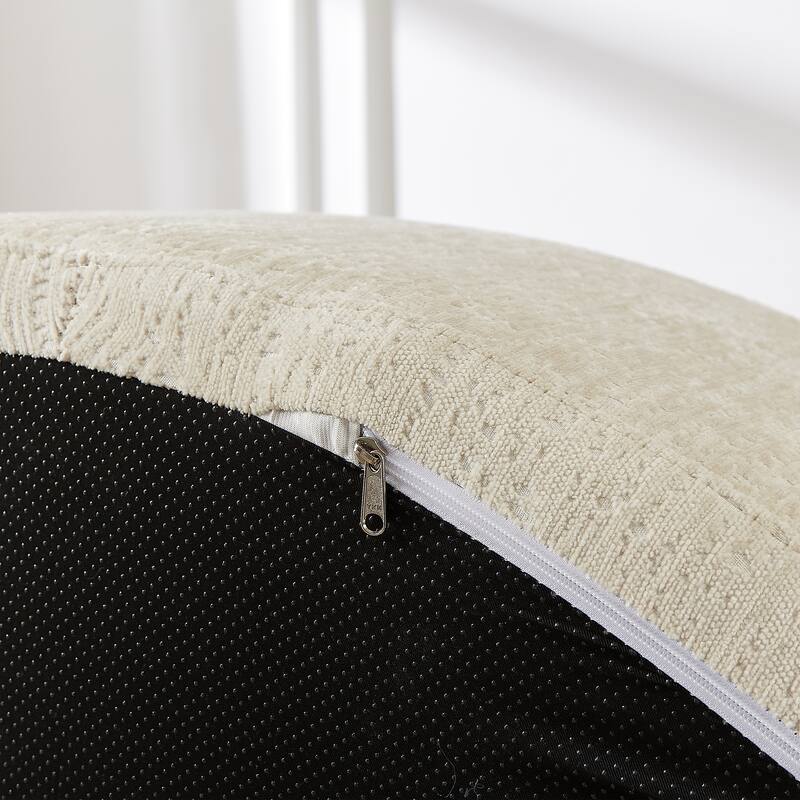 Beige Modern 55" Round Chenille Sponge Single Sleeper Sofa with Backrest Pillow for Living Room