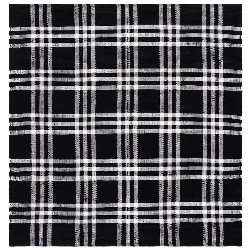 SAFAVIEH Handmade Montauk Steljana Contemporary Cotton Rug - 6' Square - Black/Ivory