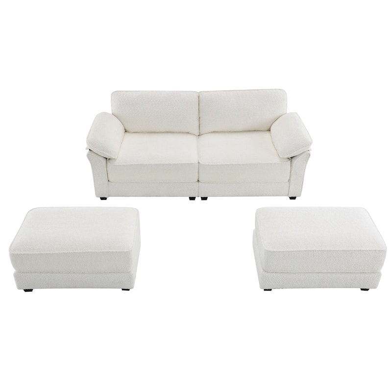 4 Seat Upholstered Sleeper Corner Couch,Deep-Seat with Ottoman