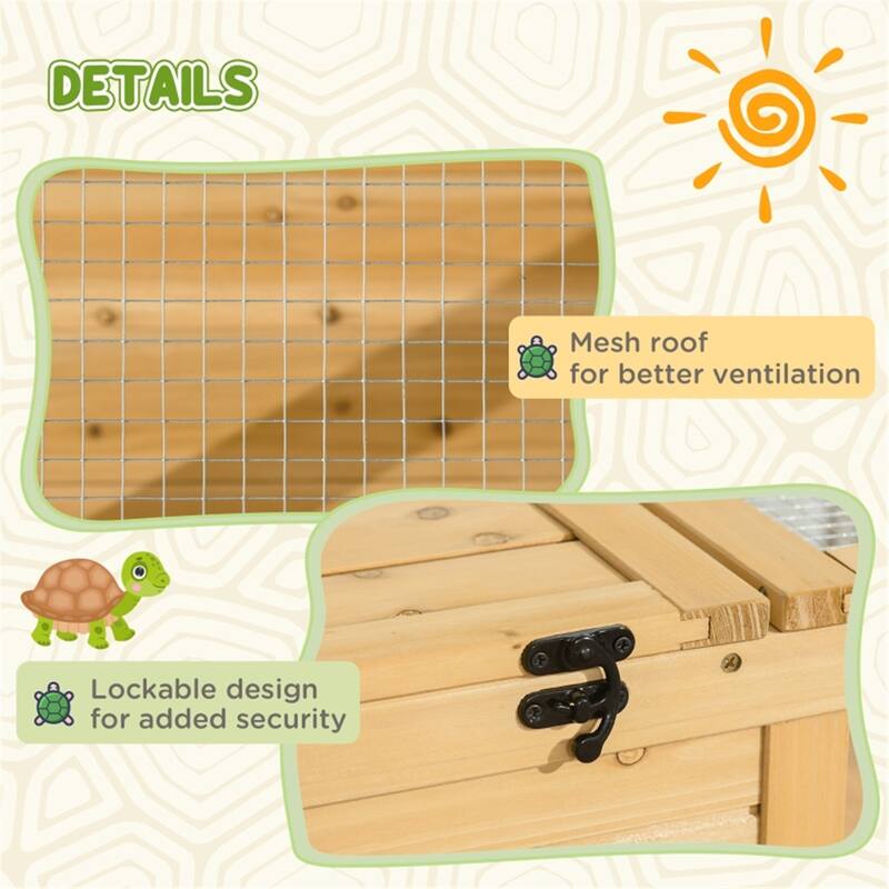 Turtle Cage with Solid Cedar Wood and Suitable for Small Animals - 35.75" L x 23.75" W x 12.5" H