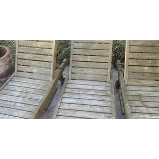 Outsunny Wooden Outdoor Chaise Lounge Patio Pool Chair w/ Pull-Out Tray