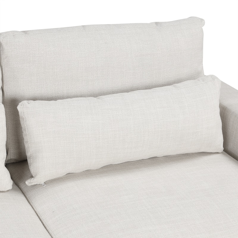 3 Seat Modular Sofa L-shaped Sectional Sofa, Deep Seat Couches with Removable Back Cushions and 3 Pillows for Living room