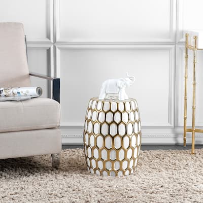 SAFAVIEH Clarinda Honeycomb Ceramic Decorative Garden Stool