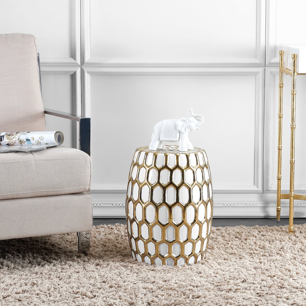 SAFAVIEH Clarinda Honeycomb Ceramic Decorative Garden Stool