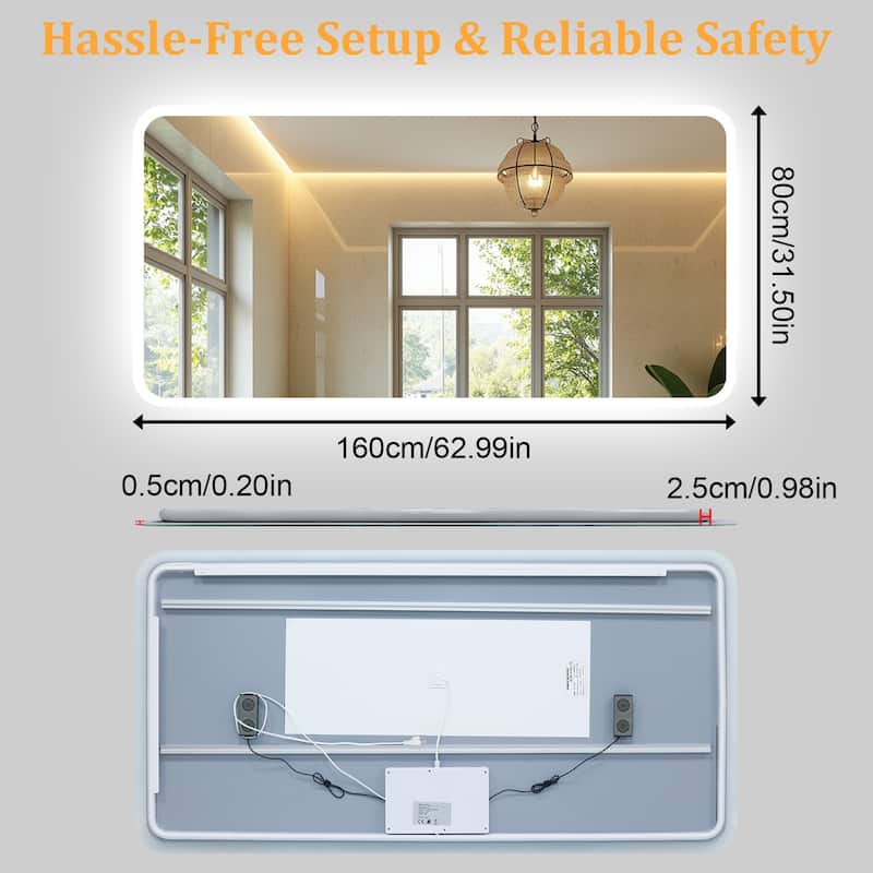 Bluetooth Speaker Smart LED Illuminated Tempered Glass Lighted Bathroom Mirror Backlight Wall Makeup Mirror