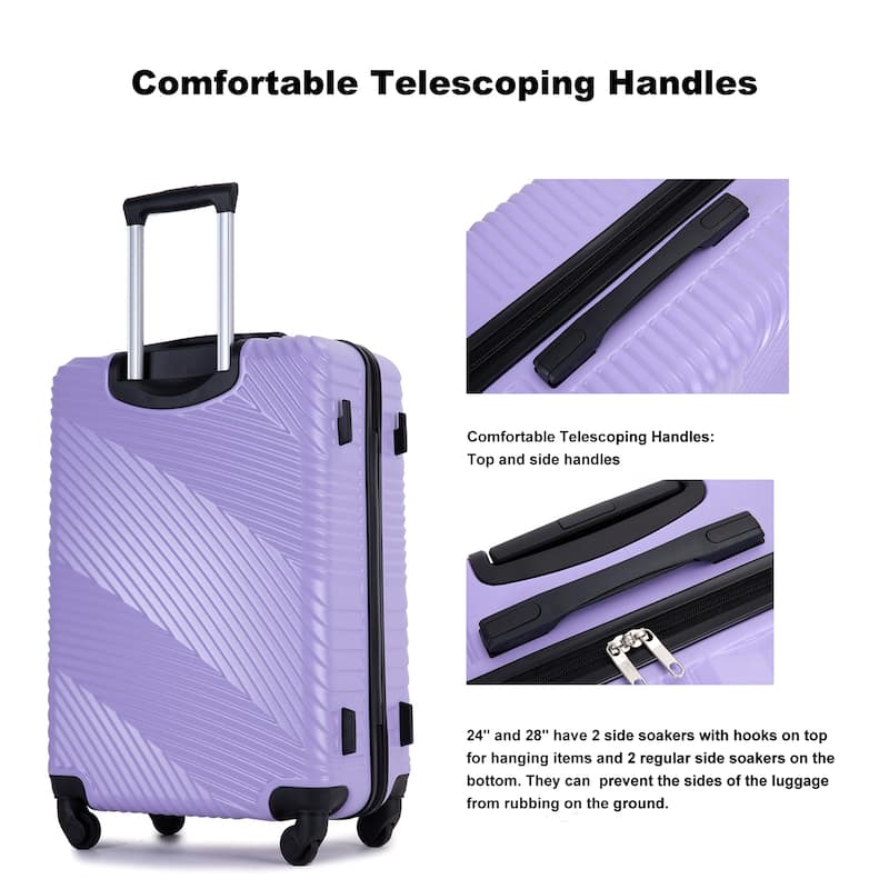 Merax 3 Piece ABS+PC Hardside Luggage Sets with Two Hooks and Spinner Wheels, for Family Travel