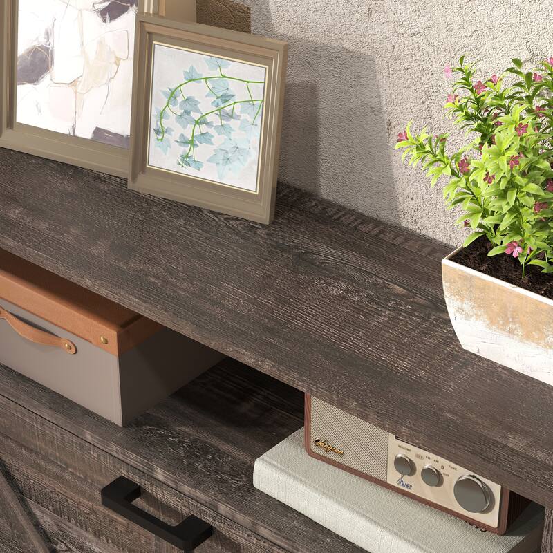 GDFStudio - Charlotte Farmhouse Shoe Storage Cabinet with Barn Door Elegance and Smart Organization