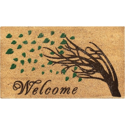 A1HC First Impression Welcome Tree Fade Resistant Flocked Doormat 18" X 30"