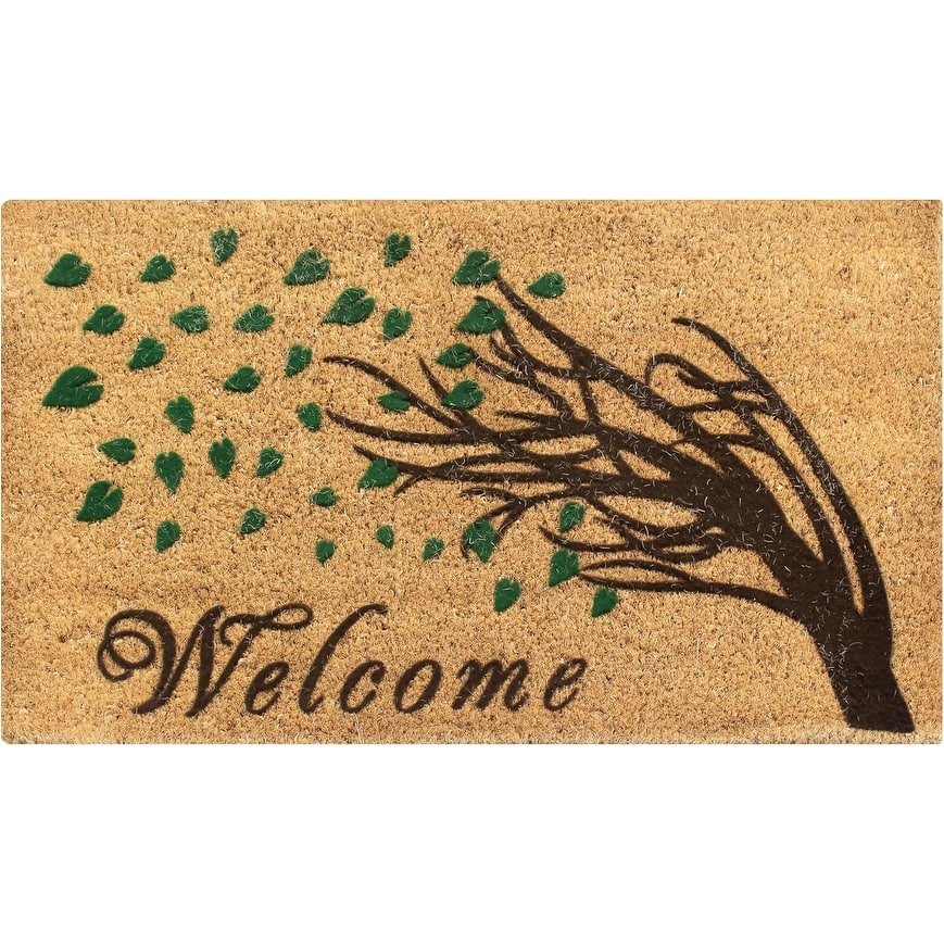 A1HC First Impression Welcome Tree Fade Resistant Flocked Doormat 18" X 30"